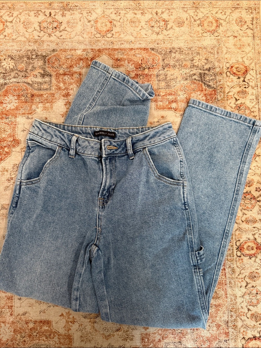 Sincerly Jules Light Blue Vintage Wash Boyfriend Jeans